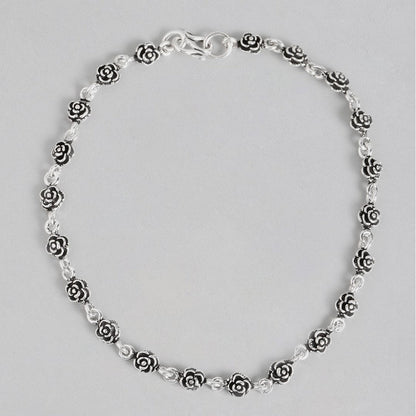 Studded Flower 925 Sterling Silver Anklet