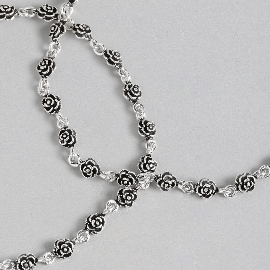 Studded Flower 925 Sterling Silver Anklet
