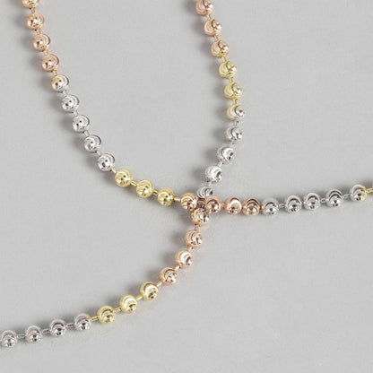 Dual Tone Beaded 925 Sterling Silver Anklet