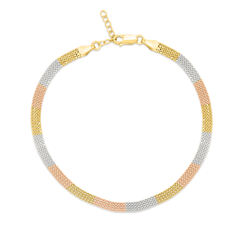 Multi Toned 925 Sterling Silver Anklet