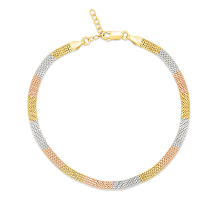 Multi Toned 925 Sterling Silver Anklet