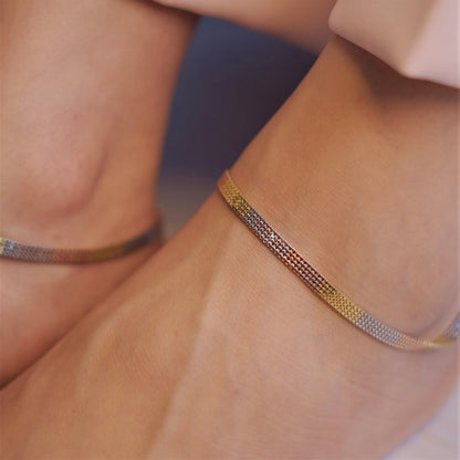 Multi Toned 925 Sterling Silver Anklet