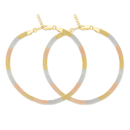 Multi Toned 925 Sterling Silver Anklet
