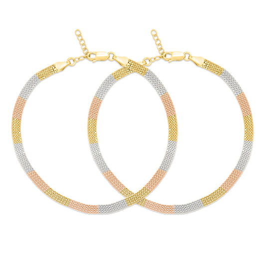 Multi Toned 925 Sterling Silver Anklet