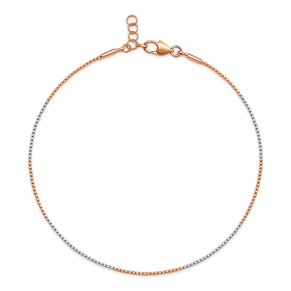Sleek Dual-Tone Twist Rose Gold & Rhodium-Plated 925 Silver Anklet