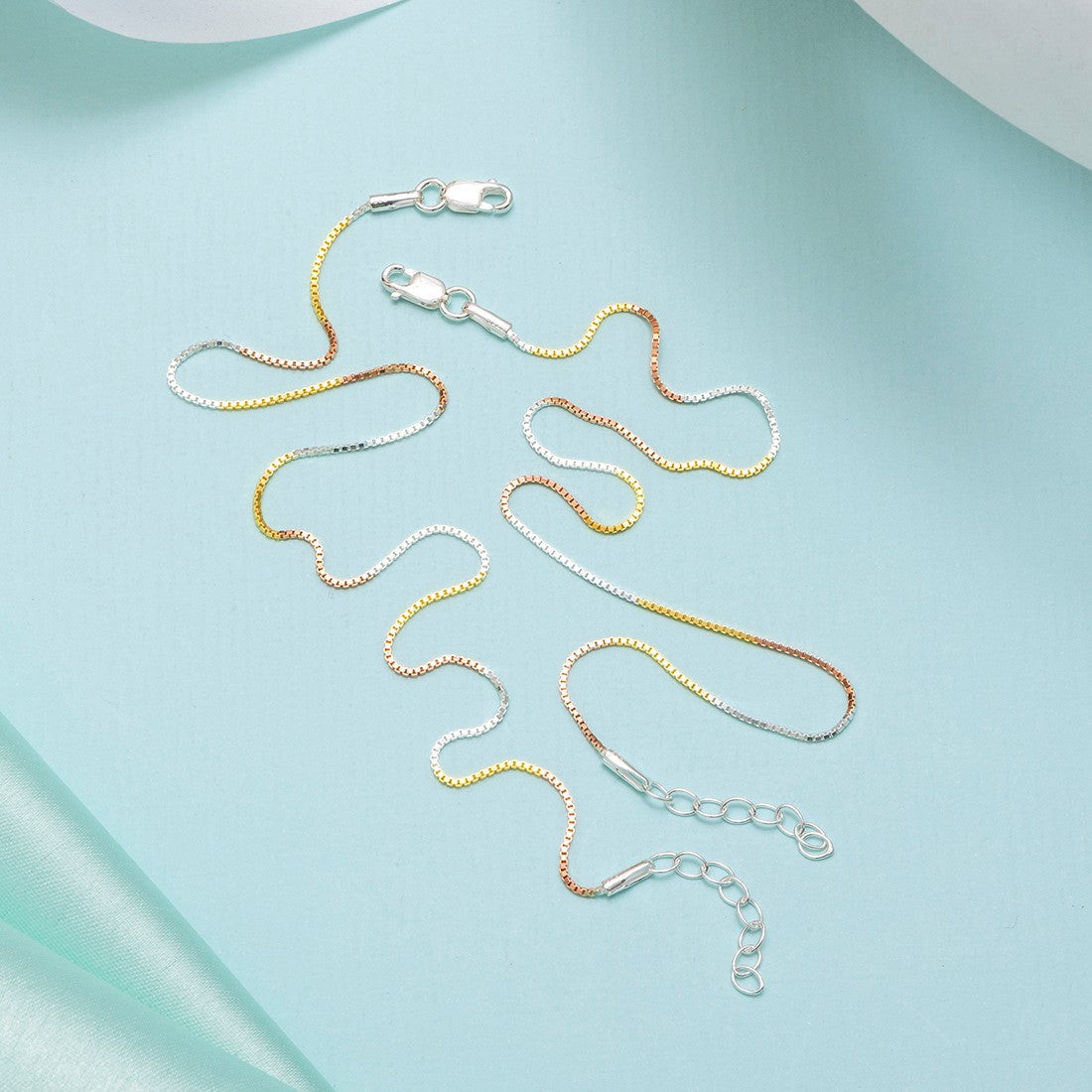 Minimal Triple Toned 925 Sterling Silver Anklet