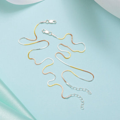 Minimal Triple Toned 925 Sterling Silver Anklet