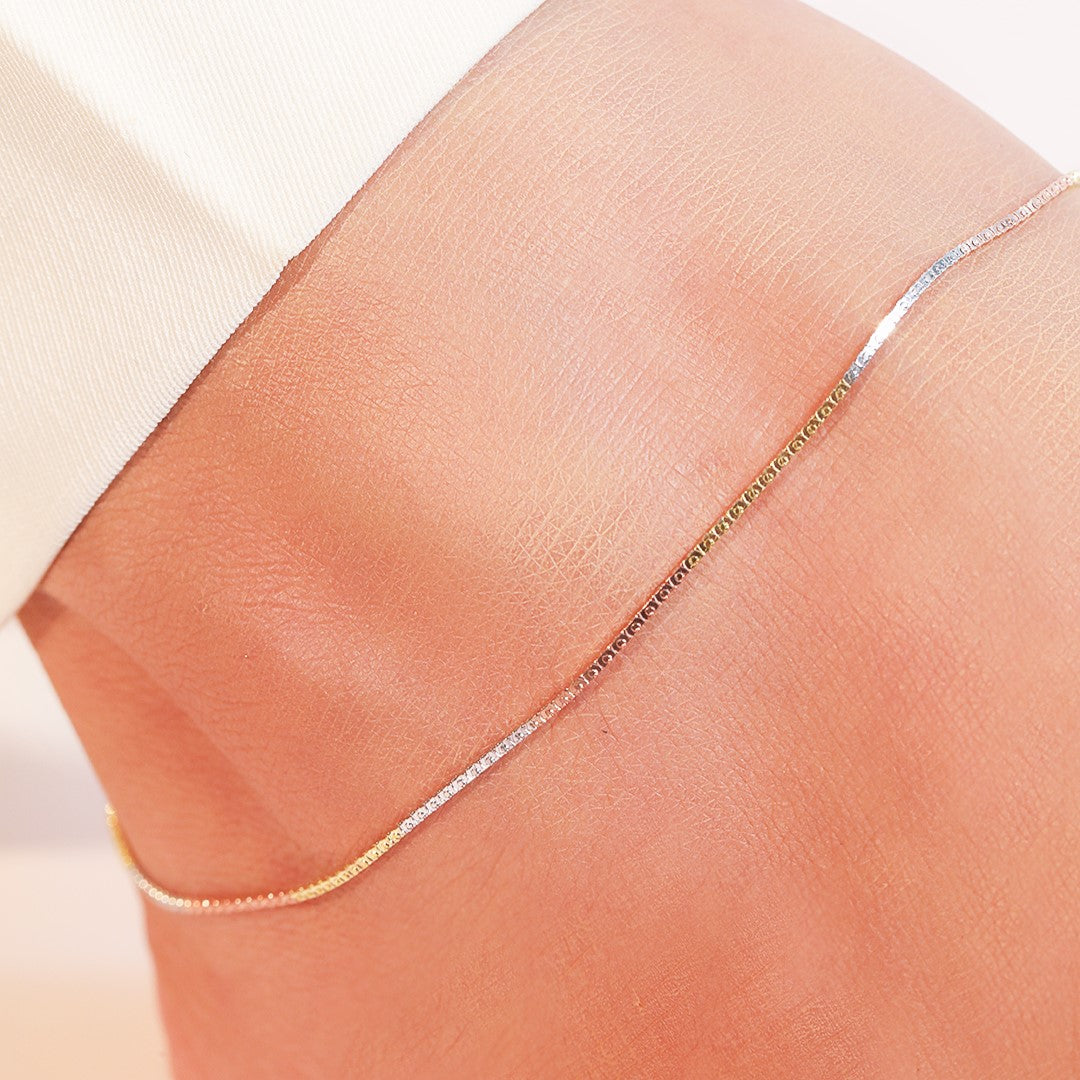 Minimal Triple Toned 925 Sterling Silver Anklet