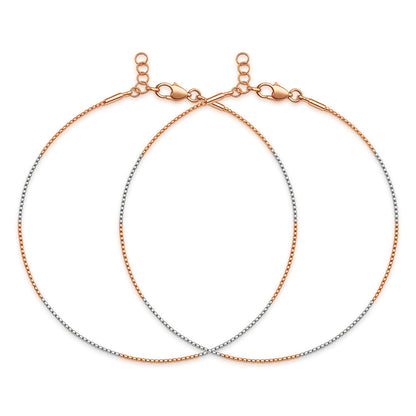 Sleek Dual-Tone Twist Rose Gold & Rhodium-Plated 925 Silver Anklet