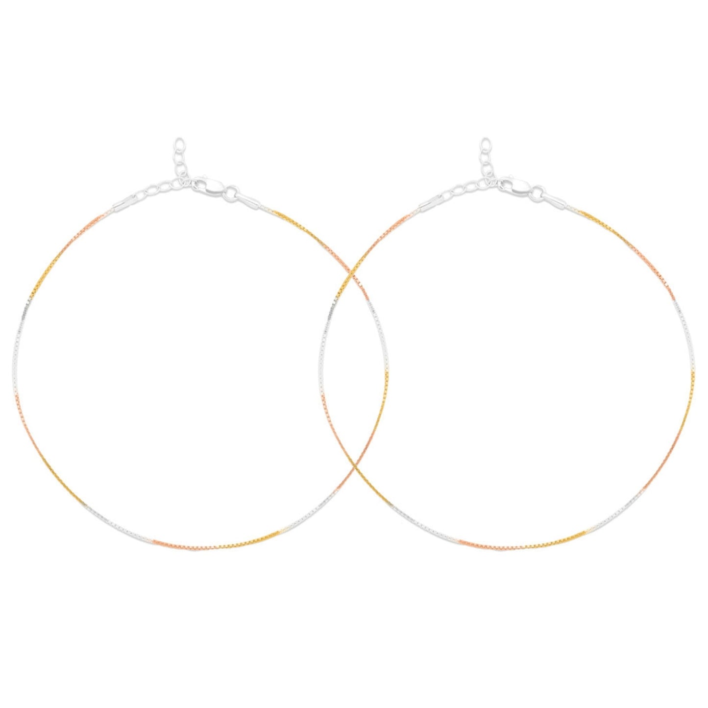 Minimal Triple Toned 925 Sterling Silver Anklet