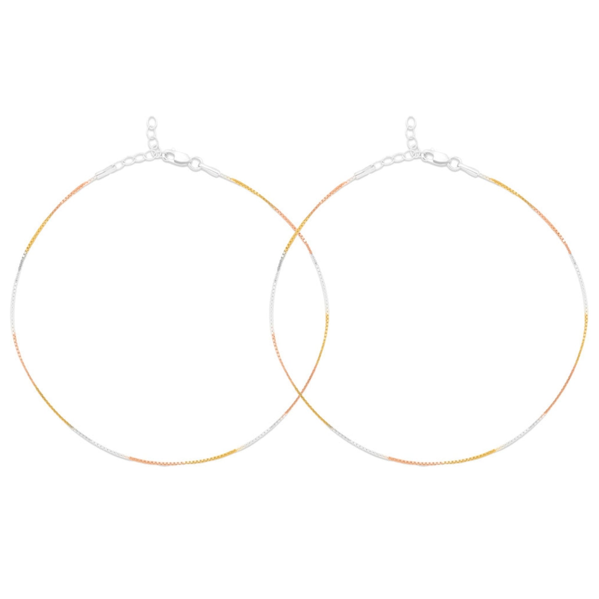 Minimal Triple Toned 925 Sterling Silver Anklet
