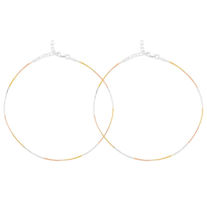 Minimal Triple Toned 925 Sterling Silver Anklet