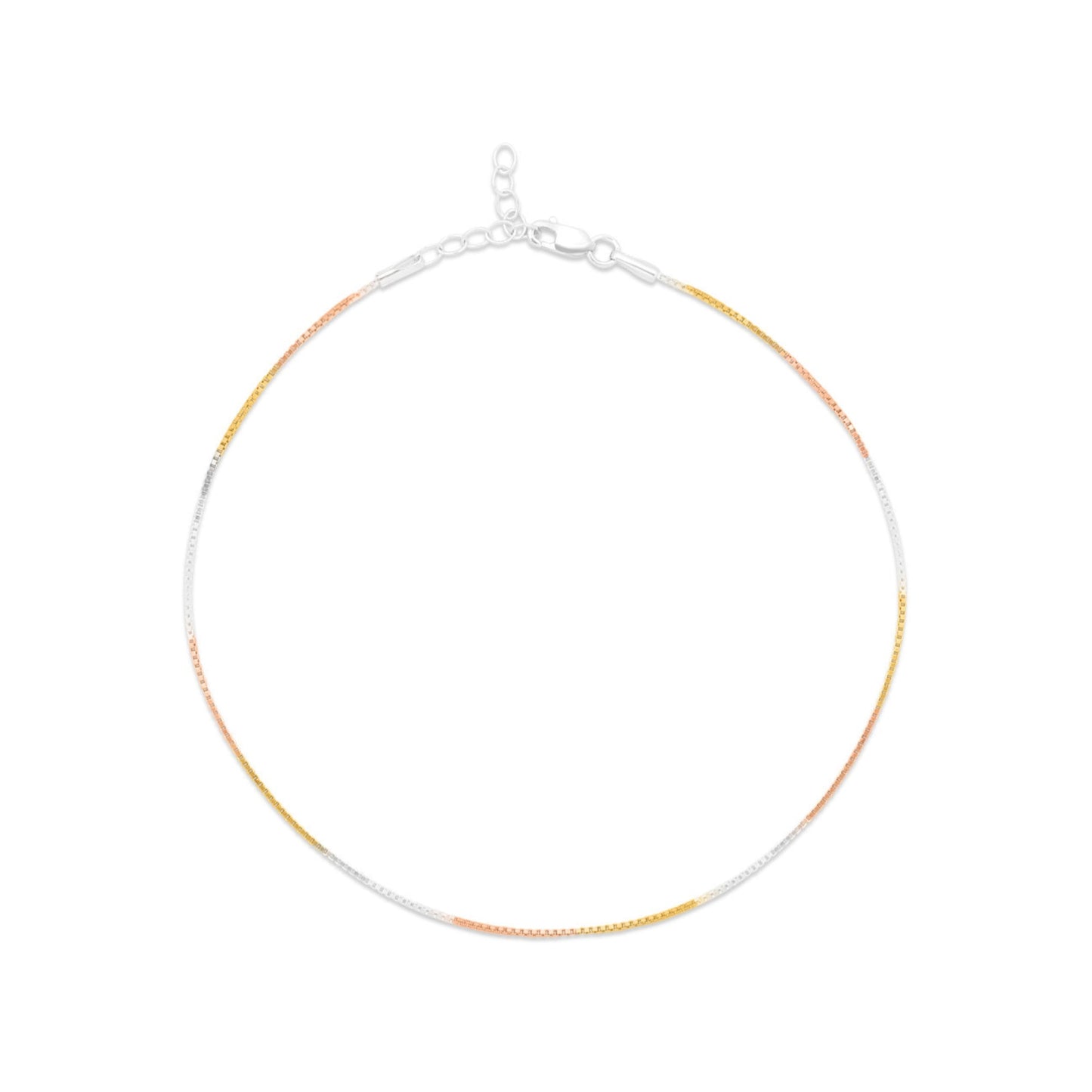 Minimal Triple Toned 925 Sterling Silver Anklet