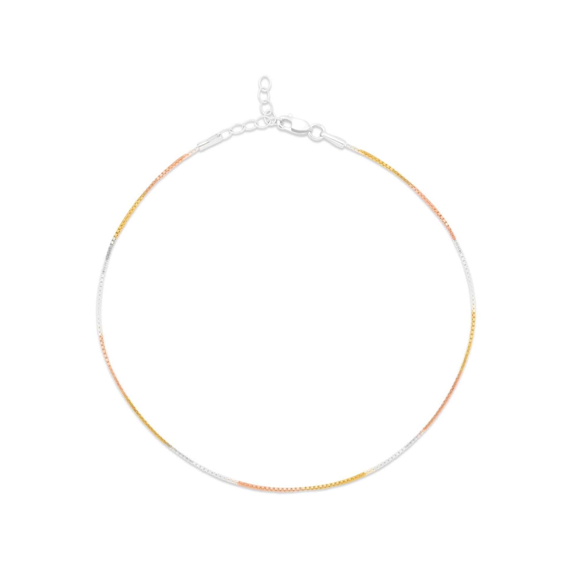 Minimal Triple Toned 925 Sterling Silver Anklet