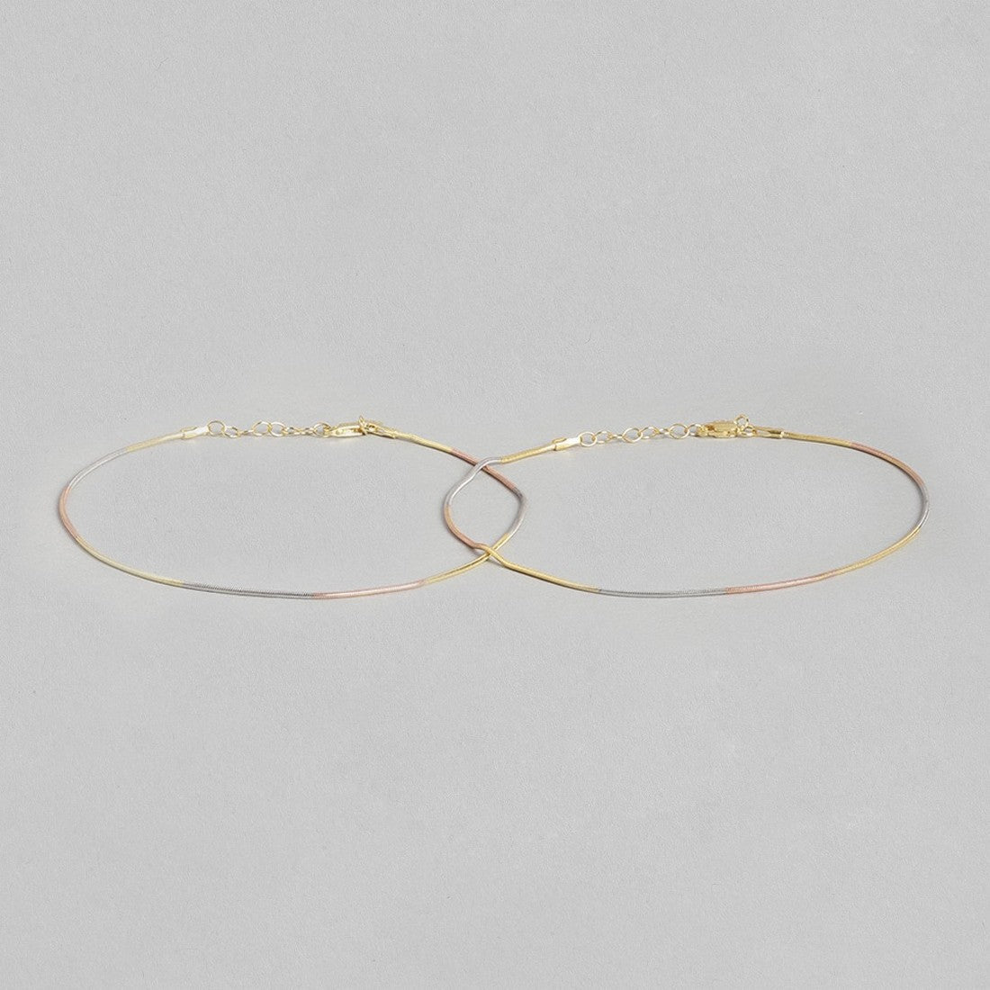 Minimal Chain Triple Tone  925 Sterling Silver Anklet
