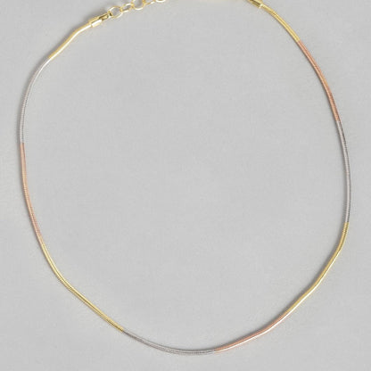 Minimal Chain Triple Tone  925 Sterling Silver Anklet