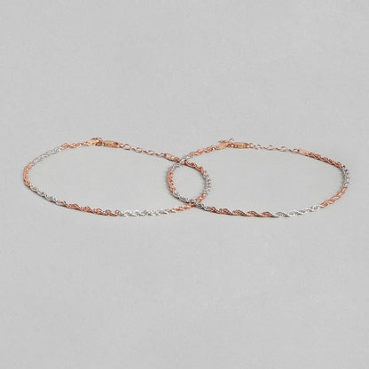 Dual Tone Helix 925 Sterling Silver Anklet