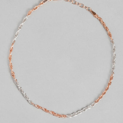 Dual Tone Helix 925 Sterling Silver Anklet