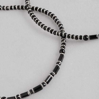 Black Bead Stones 925 Sterling Silver Anklet