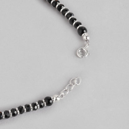 Black Bead Stones 925 Sterling Silver Anklet