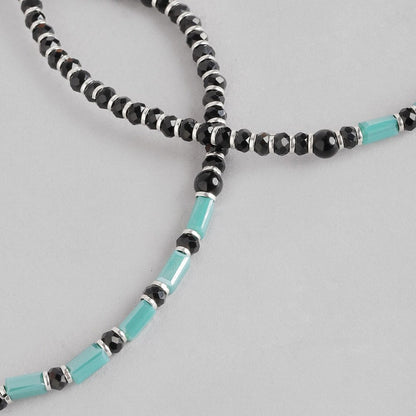 Green Stone & Beads 925 Sterling Silver Anklet