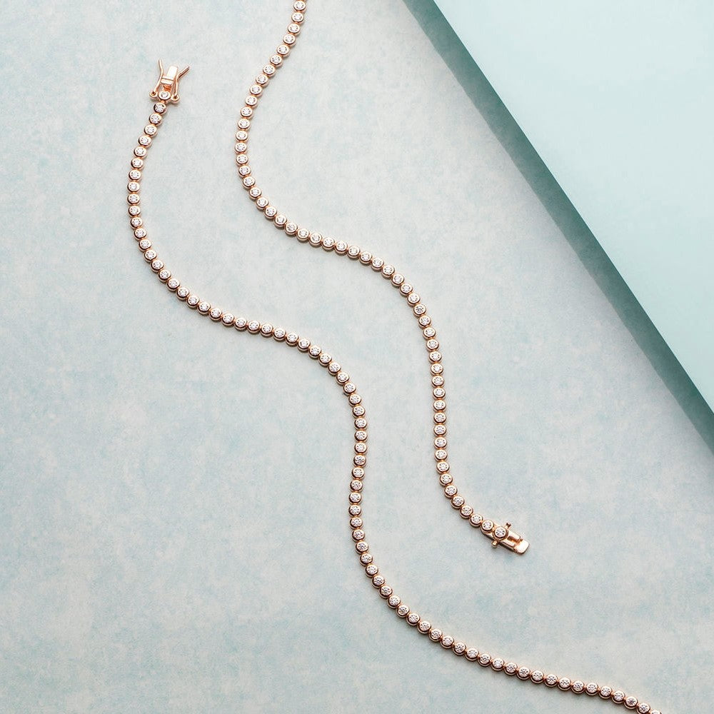 Single Solitaire Line Rose Gold Plated 925 Sterling Silver Anklet