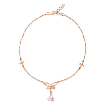 Kimirica x Zavya Butterfly Rose Gold 925 Silver Charm Anklet