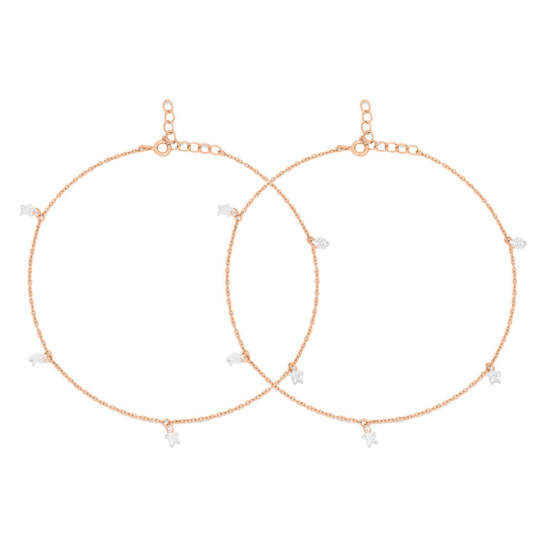 Star Rose Gold Plated 925 Sterling Silver Anklet