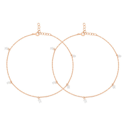 Star Rose Gold Plated 925 Sterling Silver Anklet