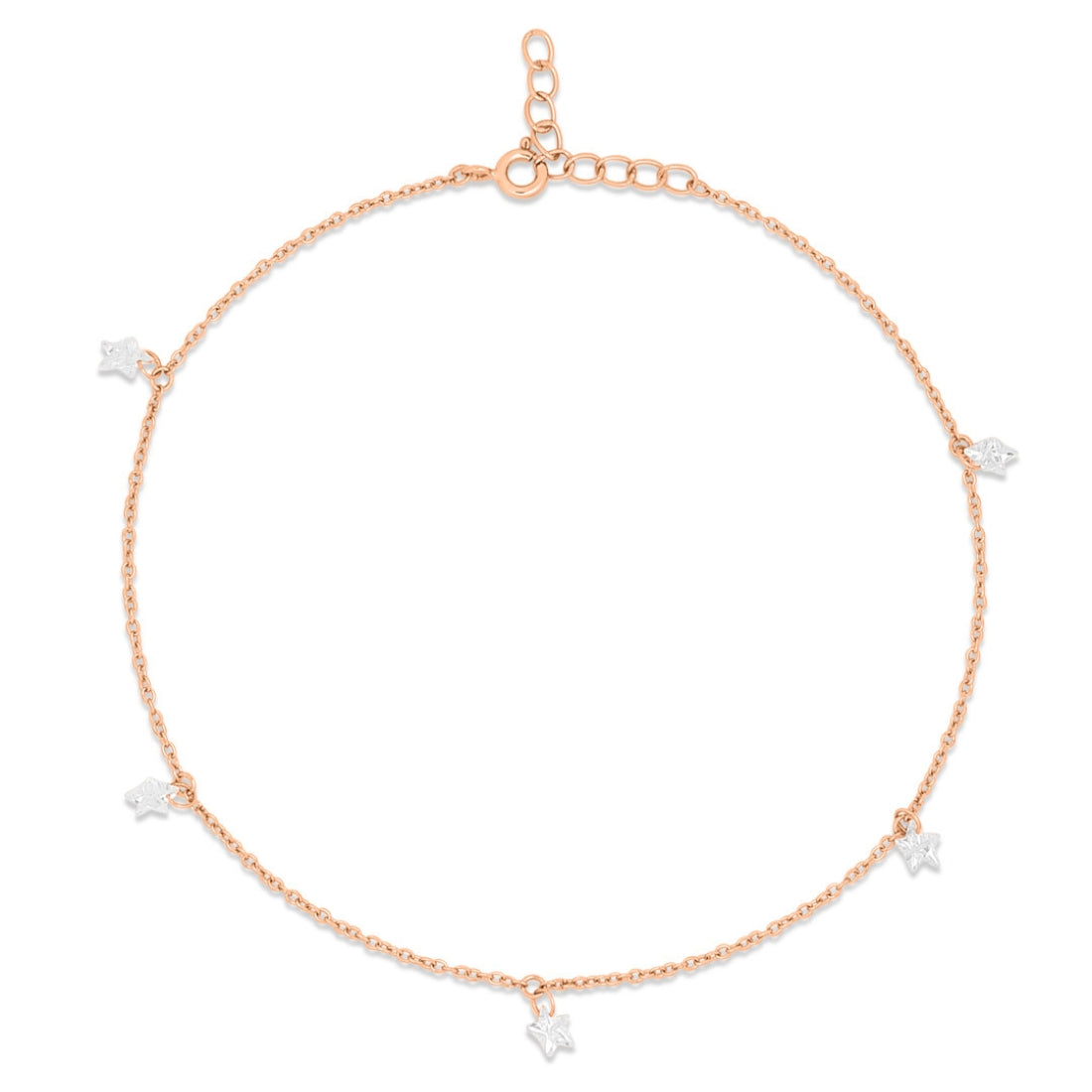 Star Rose Gold Plated 925 Sterling Silver Anklet