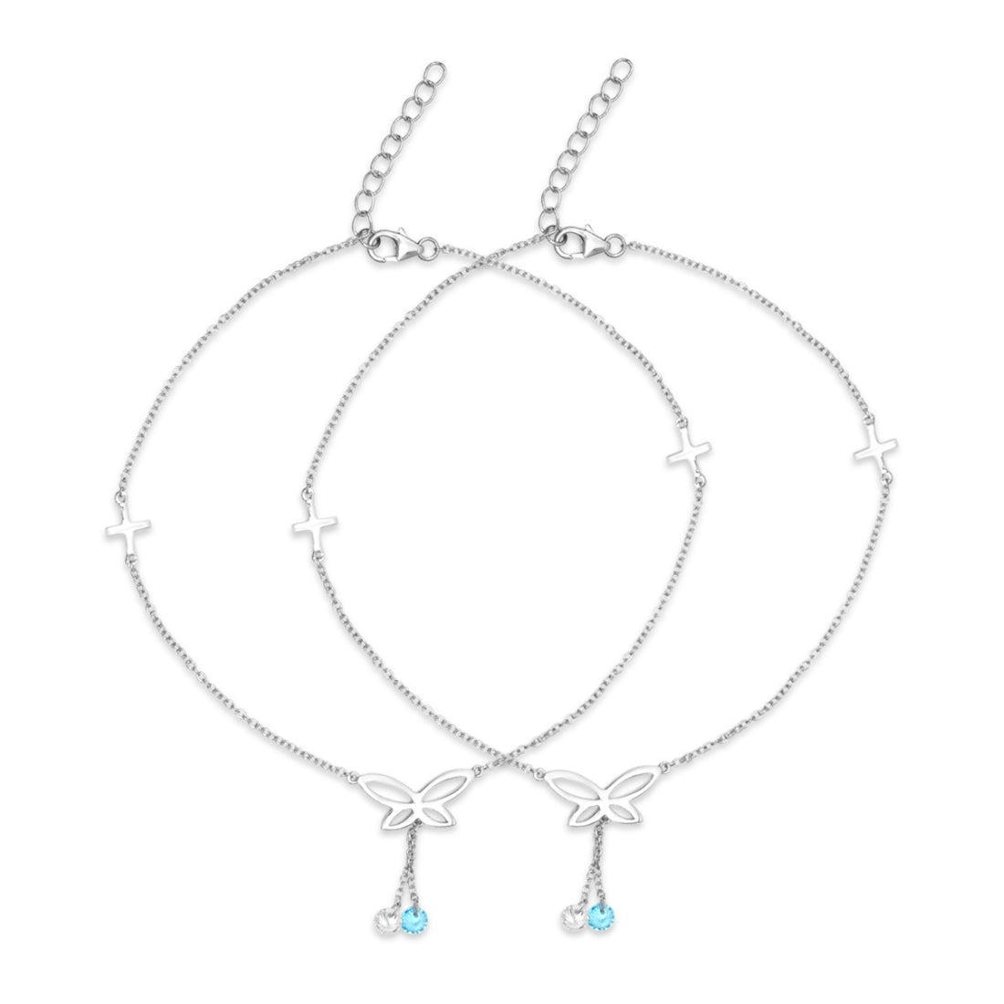 Butterfly 925 Sterling Silver Charm Anklet