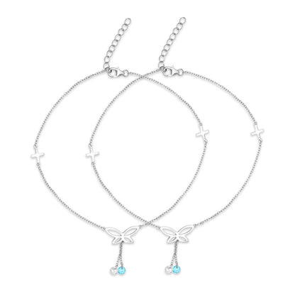 Butterfly 925 Sterling Silver Charm Anklet
