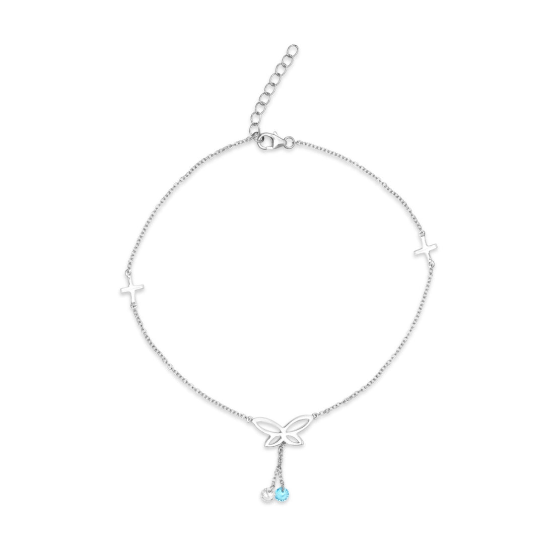 Butterfly 925 Sterling Silver Charm Anklet