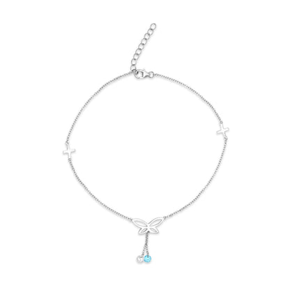Butterfly 925 Sterling Silver Charm Anklet