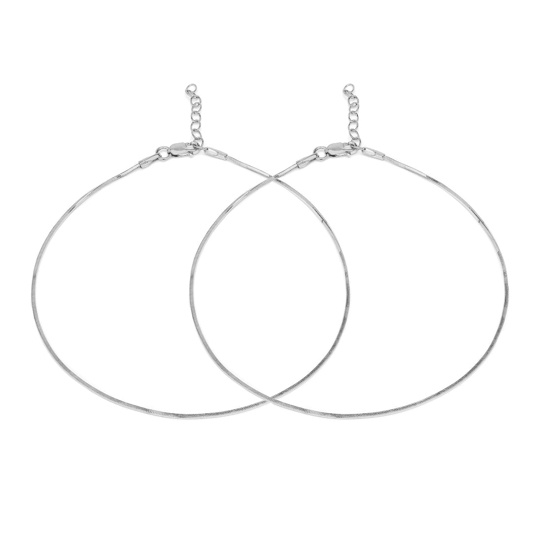 Two 925 Sterling Silver rope chain anklets for women with adjustable clasps. Fine jewellery – Zavya