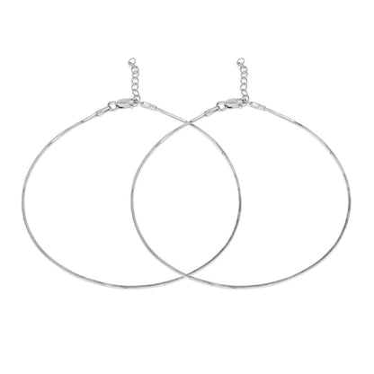 Two 925 Sterling Silver rope chain anklets for women with adjustable clasps. Fine jewellery – Zavya