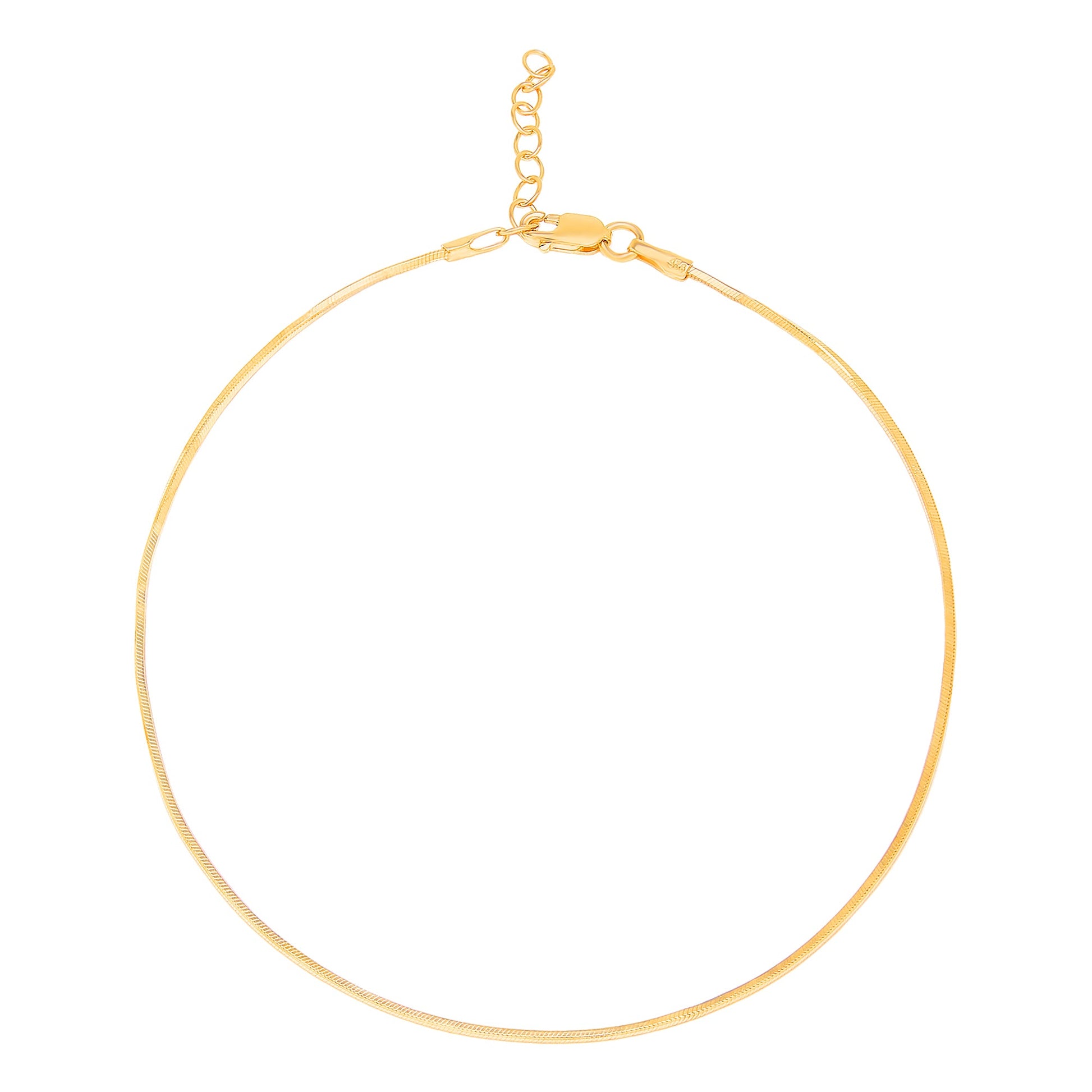 Sleek gold-plated 925 Sterling Silver snake chain anklet for women with an adjustable lobster clasp – Zavya