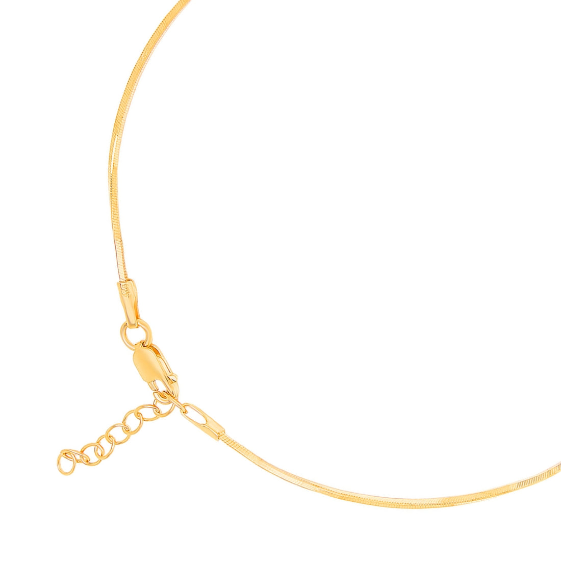 Gold-plated 925 Sterling Silver snake chain anklet showing adjustable clasp. Elegant women's jewelry – Zavya