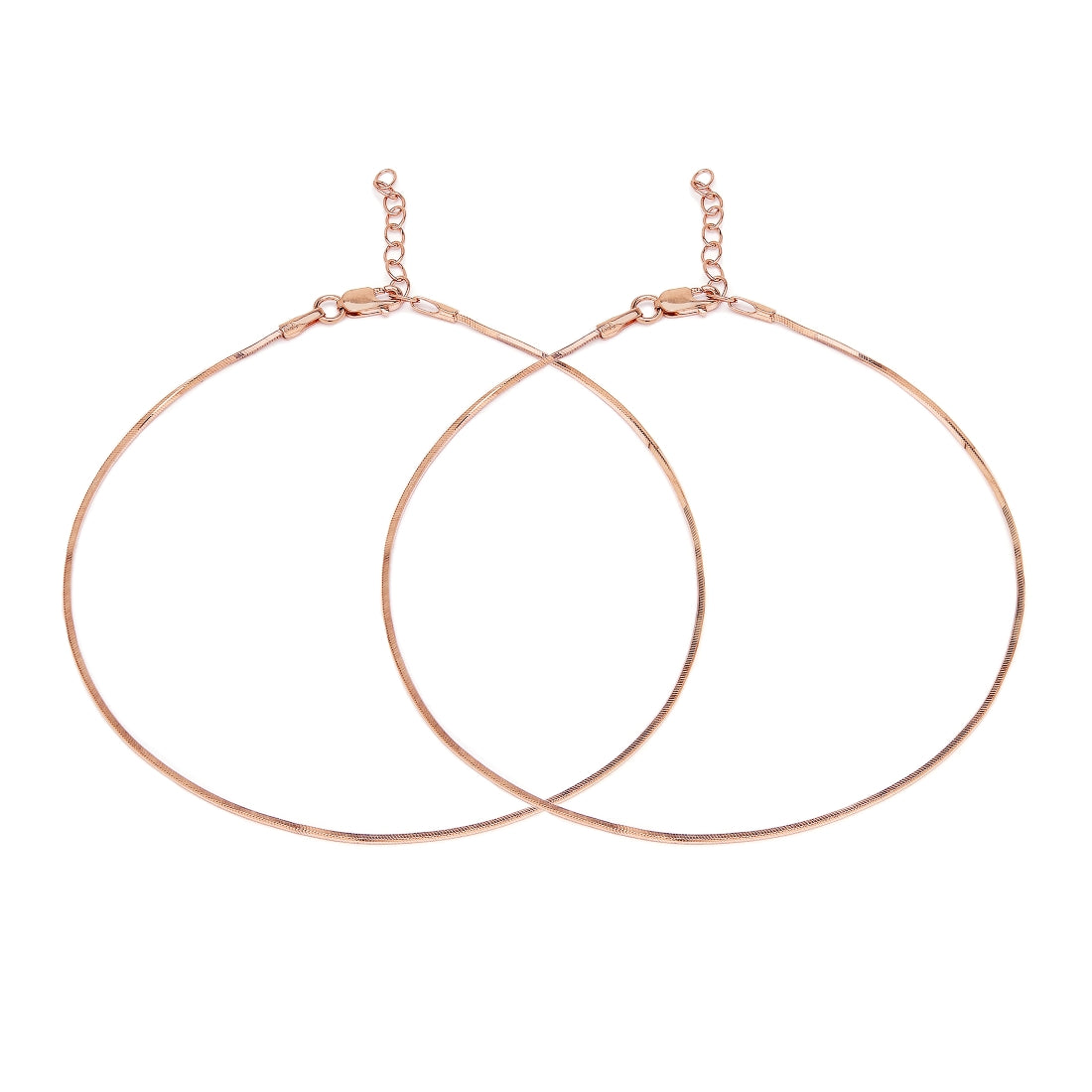 Minimal Chain 925 Sterling Silver Anklet In Rose Gold