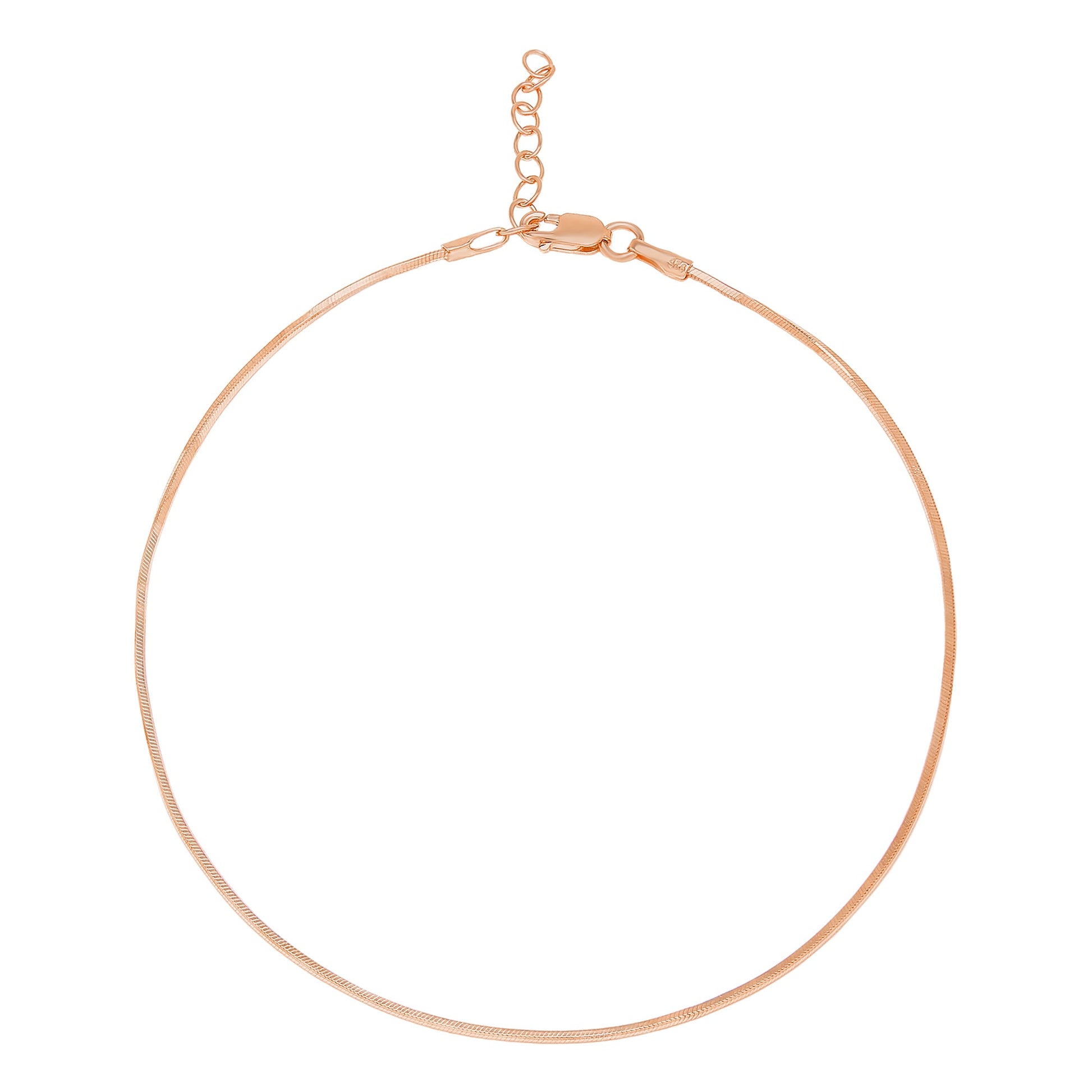 Minimal Snake Chain 925 Sterling Silver Anklet In Rose Gold