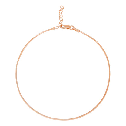 Minimal Snake Chain 925 Sterling Silver Anklet In Rose Gold