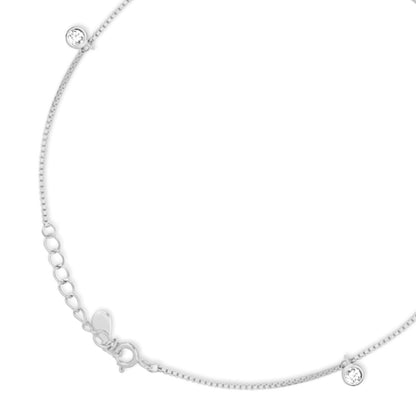 Women's 925 Sterling Silver anklet with a delicate chain, round CZ drops, and an adjustable clasp – Zavya