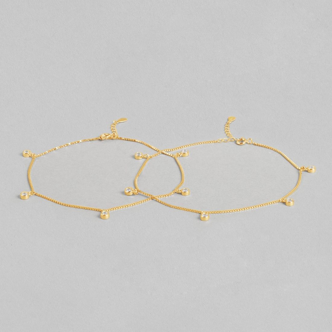 Radiant 925 Sterling Silver Gold Plated Anklet with Elegant Drops