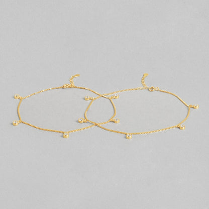 Radiant 925 Sterling Silver Gold Plated Anklet with Elegant Drops