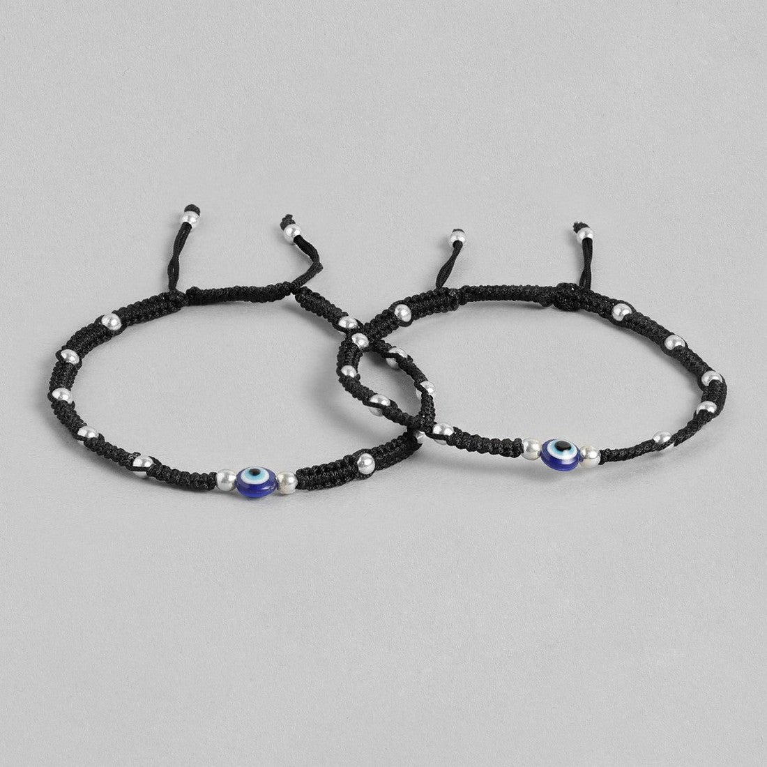 Beaded Evil Eye 925 Sterling Silver Thread Anklet