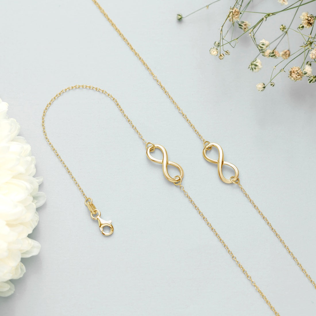 Golden Infinity Glow 925 Sterling Silver Gold-Plated Chain Anklet