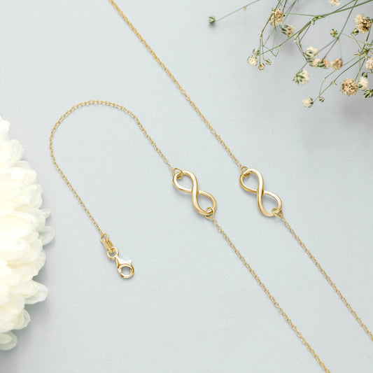 Golden Infinity Glow 925 Sterling Silver Gold-Plated Chain Anklet