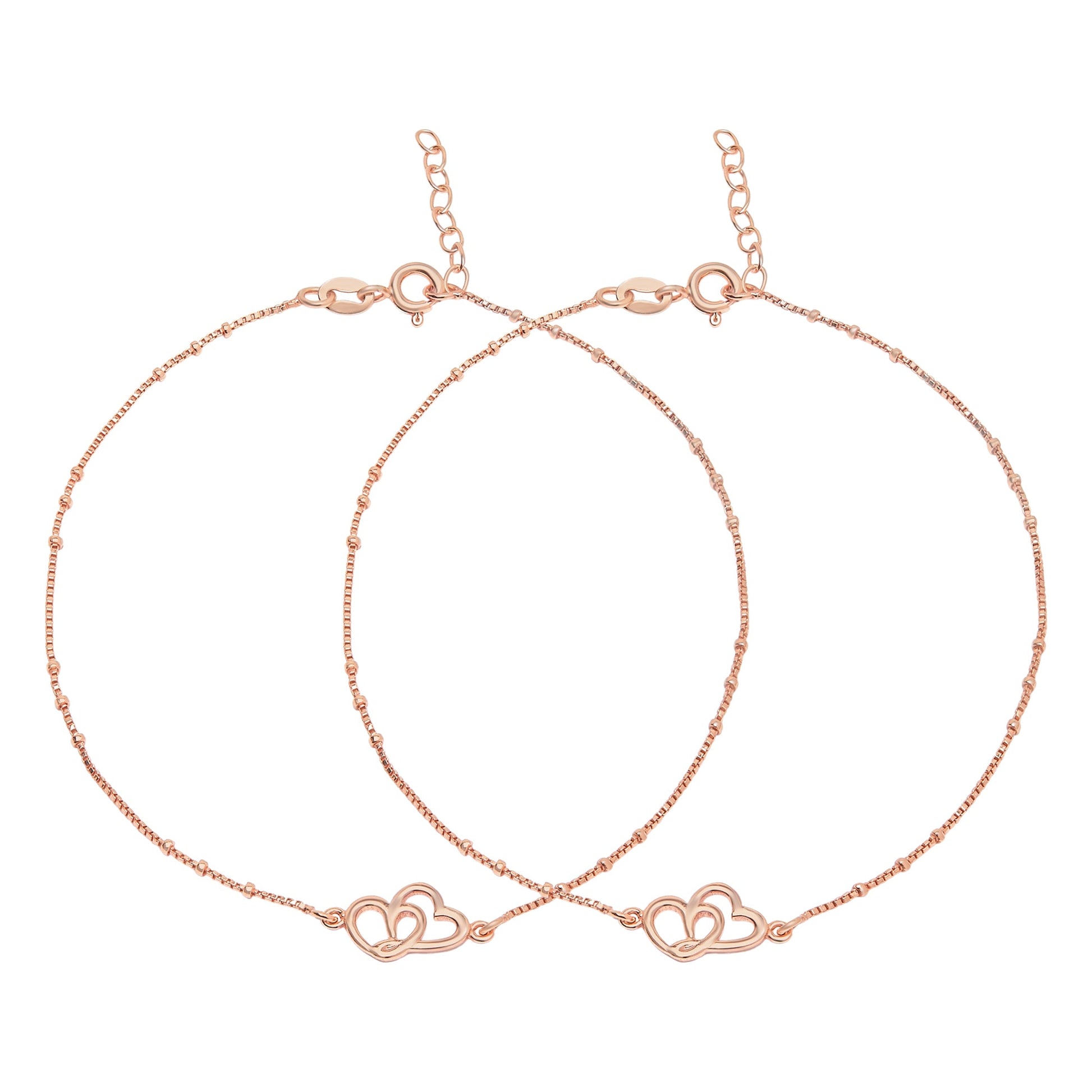 Hearts Rose-Gold plated 925 Anklet