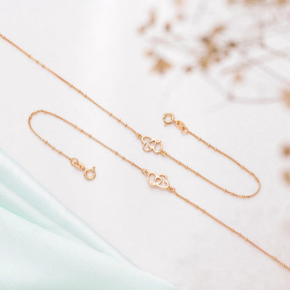 Hearts Rose-Gold plated 925 Anklet