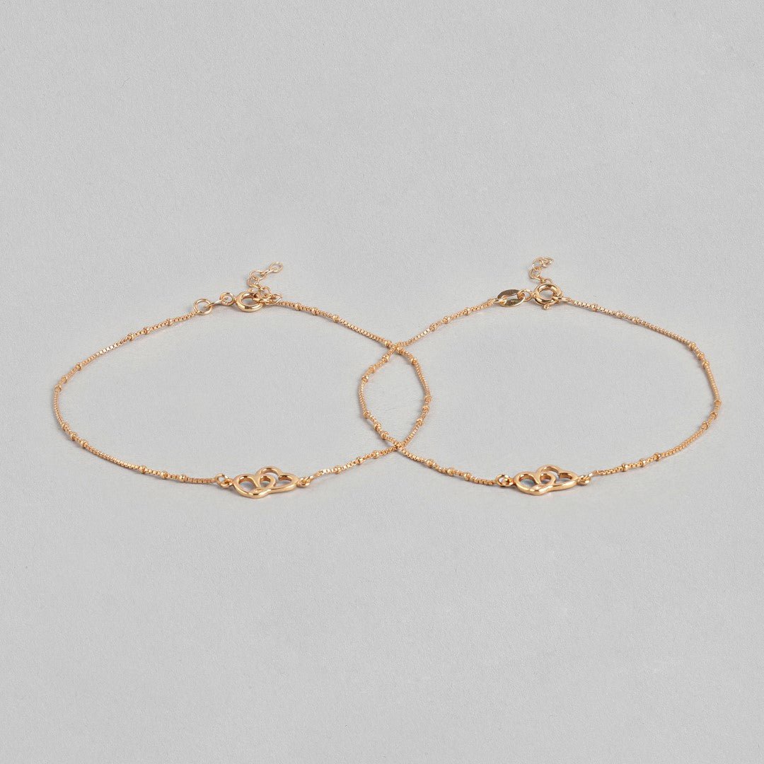 Hearts Rose-Gold plated 925 Anklet
